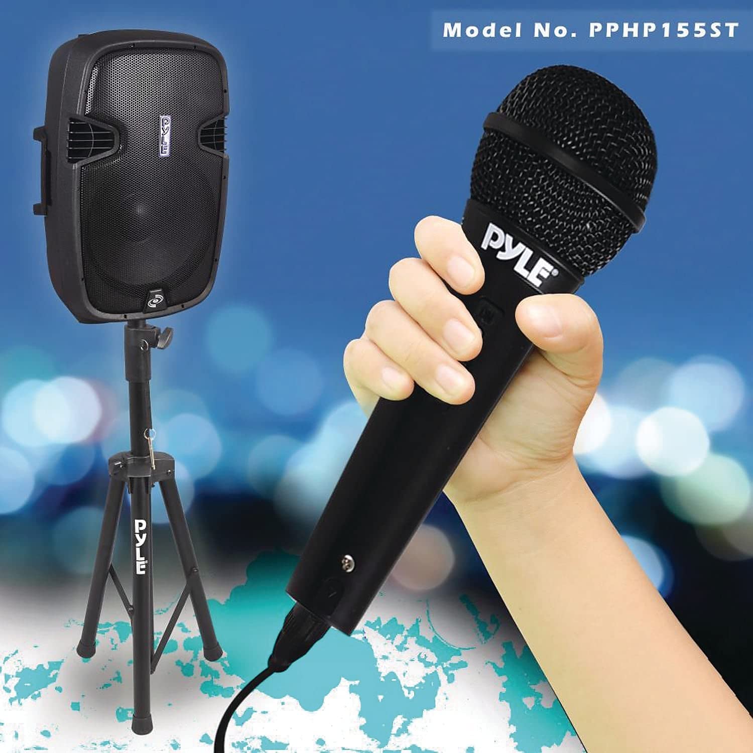 Pyle PPHP155ST Wireless Portable PA Speaker System - 1500W High Powered Bluetooth Compatible Active Outdoor Sound Speakers w/ US